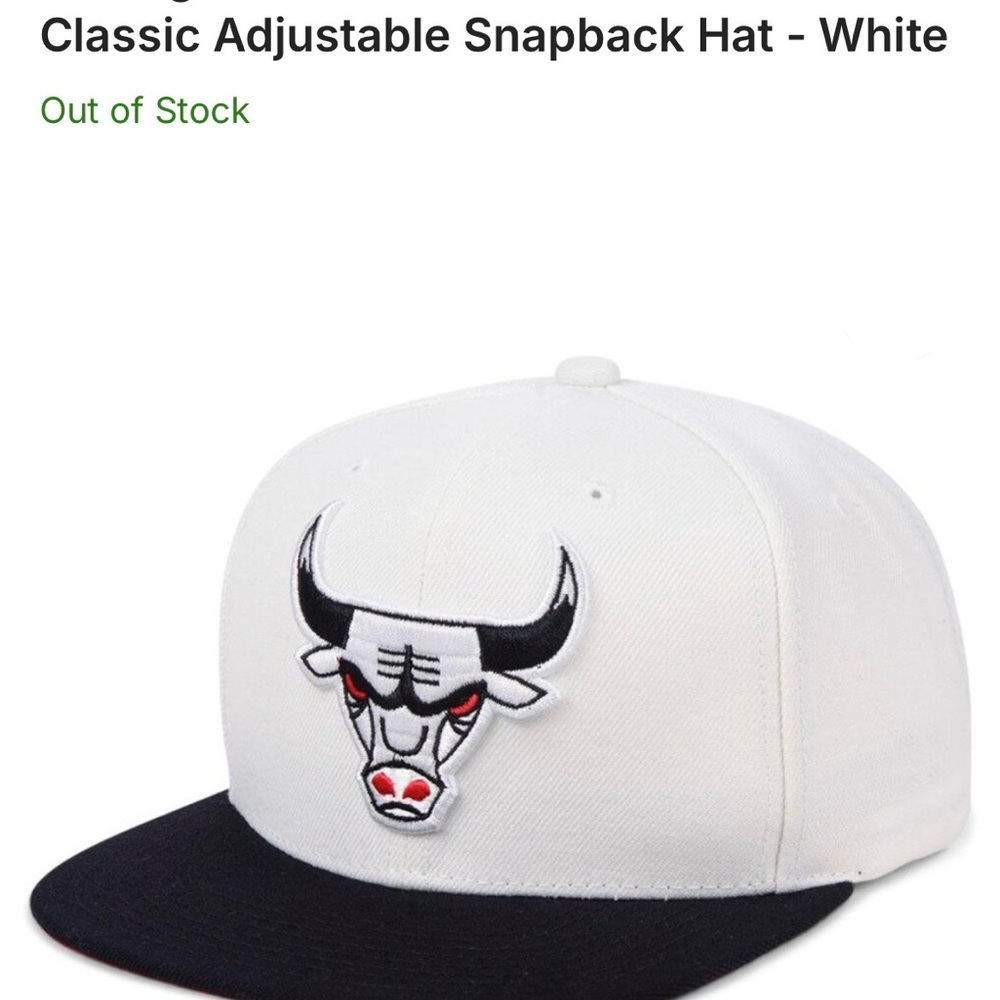 NEW Chicago Bulls White Snapback Hat with Black Brim